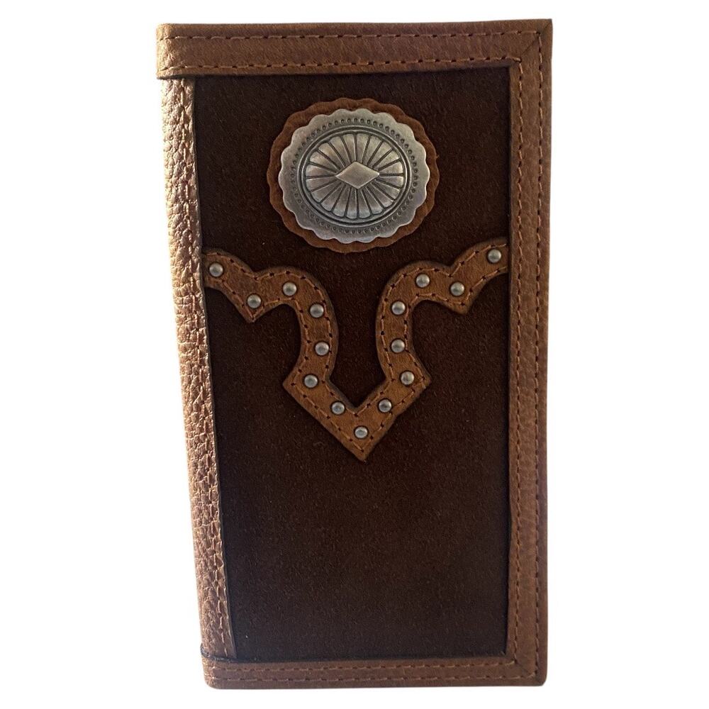 NWT Justin Jr. Rodeo Wallet Genuine Leather And Suede RFID (24010481W3) Studded